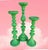 Traditional Palm Beach Regency Style Kelly Green Bright Pink Lacquered Pillar Candle Holders Set of 5 For Sale - Image 3 of 4