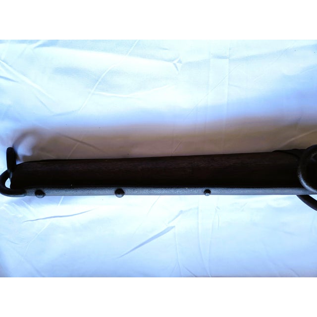 Antique Oak Singletree With Hand=Forged Iron Bands, Hooks and Ring For Sale - Image 9 of 10