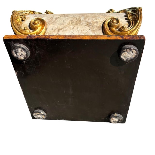 Italian Marble Pietra Dura Inlaid Side Table W Gilt Base For Sale - Image 11 of 12