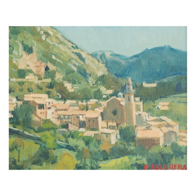 Oscar Falguera, Mountain Village Near Tarragona, Spain, 1990s, Oil on Canvas For Sale