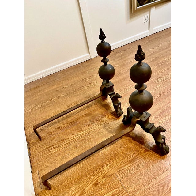 Louis XIV-Style Bronze Figural Andirons For Sale In Los Angeles - Image 6 of 10