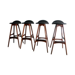 Danish Mid Century Modern Erik Buch Bar Stools - 4 For Sale