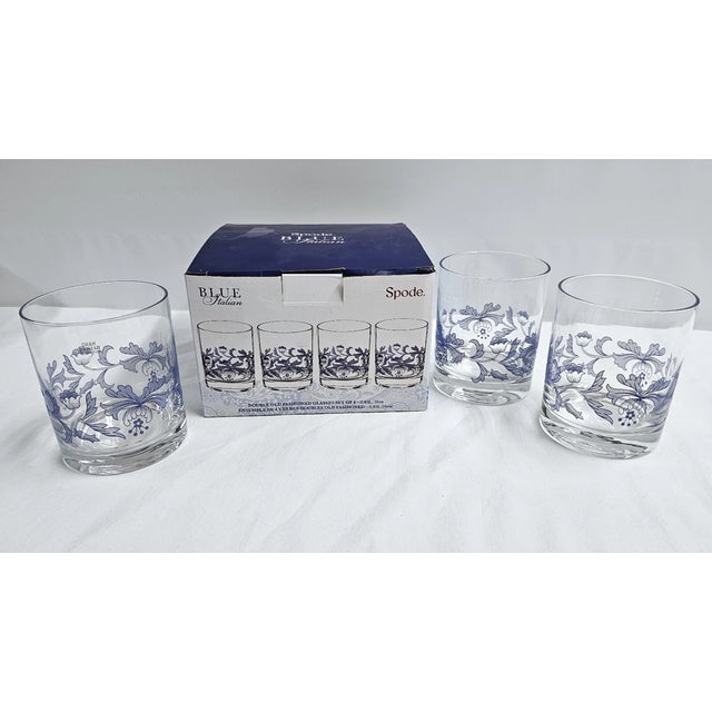 . The exquisite blue-and-white etched motif encircles the upper rim, showcasing romantic ruins, foliage, and architectural...