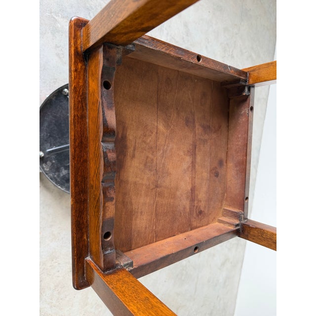 Vintage Traditional Walnut Two-Tier Side Table With Turned Legs For Sale - Image 11 of 12