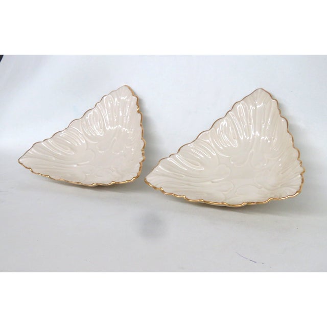 Lenox China Triad Ivory Porcelain Dish Pair of 2 Triangular Bowls Gold Rim 4932b For Sale In Miami - Image 6 of 15