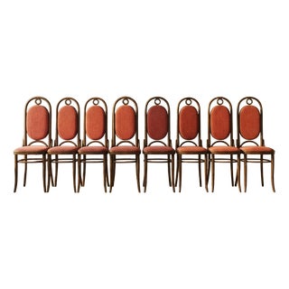 Vintage Bentwood Dining Chairs with High Backrests from Thonet, 1920s, Set of 8 For Sale