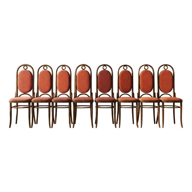 Vintage Bentwood Dining Chairs with High Backrests from Thonet, 1920s, Set of 8 For Sale