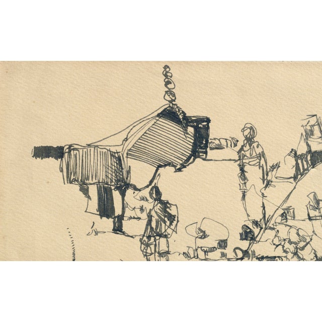 Paper 1970s Abstract Figures and Landscape Drawing by David Rosen For Sale - Image 7 of 7