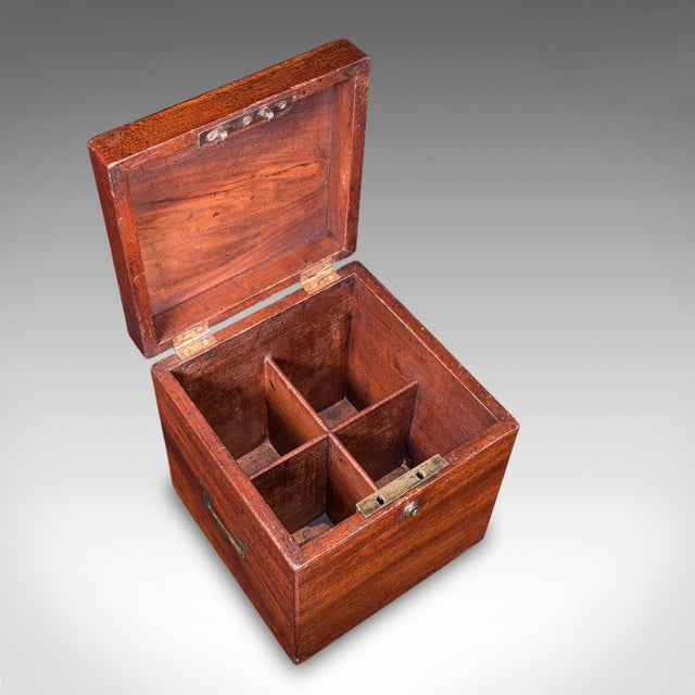 Brown Antique Four Decanter Storage Box, English, Bottle Case, Bramah Lock, Georgian For Sale - Image 8 of 11