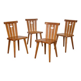 1970s Pine Dining Chairs by Goran Malmvall, Sweden, Set of 4 For Sale