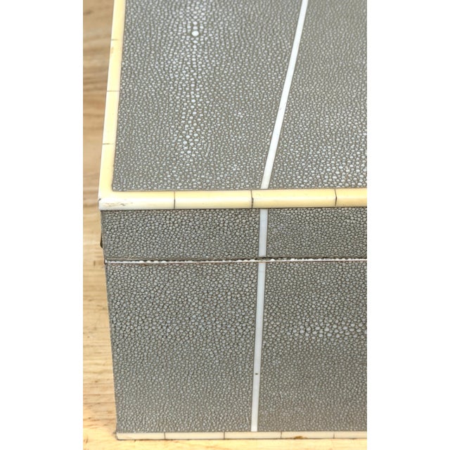 Monumental Geometric Faux Shagreen and Ivory Decorative Box For Sale - Image 12 of 16
