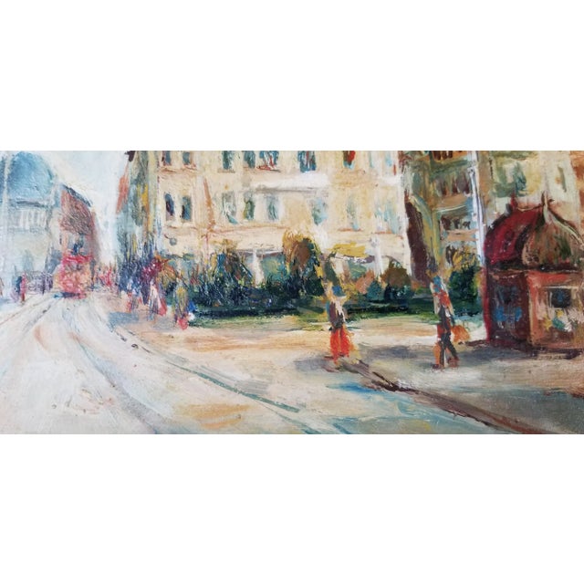 1970's Vintage Jedliezka Impressionist Paris Street Scene Oil Painting, Framed For Sale In Miami - Image 6 of 11
