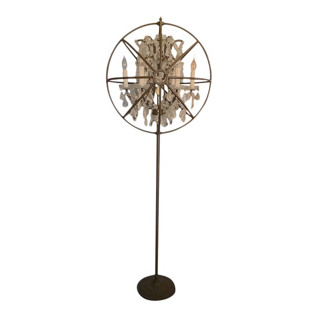 Restoration Hardware Foucault's Orb Clear Crystal Floor Lamp | Chairish
