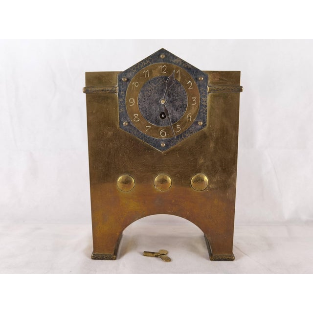 Vintage Art Deco Console Clock in Brass Case, 1930 For Sale - Image 9 of 18