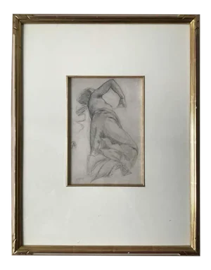 1880s Paul Albert Besnard Pencil Drawing of a Woman