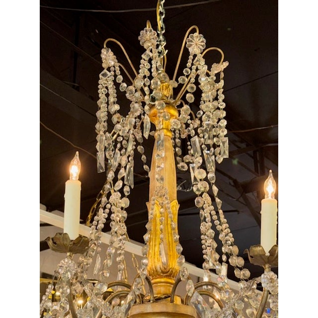 19th Century Giltwood Beaded and Crystal Chandelier From Genoa For Sale - Image 4 of 6