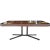 A large vintage Midcentury table or desk with a burled wood tabletop with a glass protective piece and a bronze base...