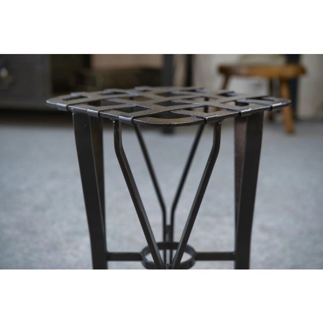 1950s French Wrought Iron and Woven Metal Stool, 1950s For Sale - Image 5 of 12