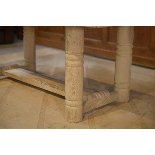 Art Deco Table in Limed Oak in the style of Jean-Charles Moreux, 1940s, in Very Good conditions. Designed 1920 to 1949