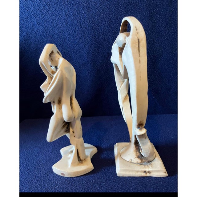 1960s f​Mid-Century Modern A. Santini Italy Signed Alabaster Sculptures - A Pair For Sale - Image 4 of 12