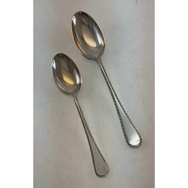 James Dixon & Sons Silver Dessert Spoon, Feather Edge . For Sale - Image 4 of 11