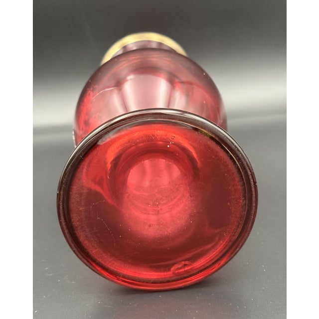 Late 19th Century Ruby Red Mary Gregory–Style Enamel Vase With Gold Trim For Sale - Image 5 of 7