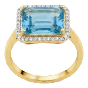 Natural Blue Topaz 5.70cts & Diamond 0.20cts Ring in 18k Gold