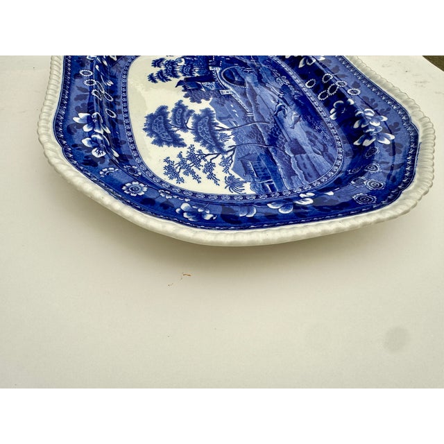 Antique Copeland Spode Tower Blue & White Transferware Platter, 17 Inch, Circa 1903 For Sale - Image 10 of 18