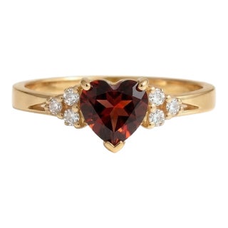 Garnet Hear Cut Engagement Ring, Bridal Wedding Ring, January Birthstone Ring Us 7 For Sale