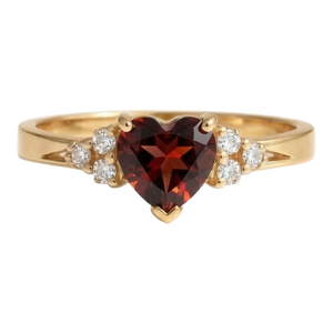 Garnet Hear Cut Engagement Ring, Bridal Wedding Ring, January Birthstone Ring Us 7