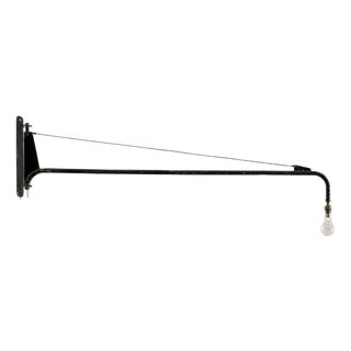 Mid-Century Modern French Black Metal Jib Potence Wall Lamp by Jean Prouvé, 1950s For Sale