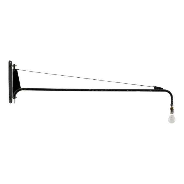 Mid-Century Modern French Black Metal Jib Potence Wall Lamp by Jean Prouvé, 1950s For Sale