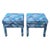 Lee Jofa Lee Jofa Kelly Wearstler Edo Linen in Teal Parsons Ottomans - a Pair For Sale - Image 4 of 9