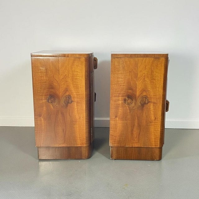 Art Deco Walnut Burr Bedside Tables, Set of 2 For Sale - Image 11 of 15