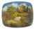 Russian Fedoskino Lacquer Mother of Pearl Hand Painted Landscape Box For Sale