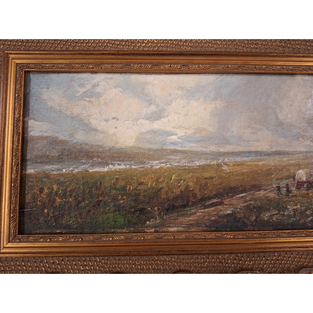 Mid 19th Century Mid 19th Century Charles Peck 1827-1900 Oil Painting Depicting Wagon Train For Sale - Image 5 of 7