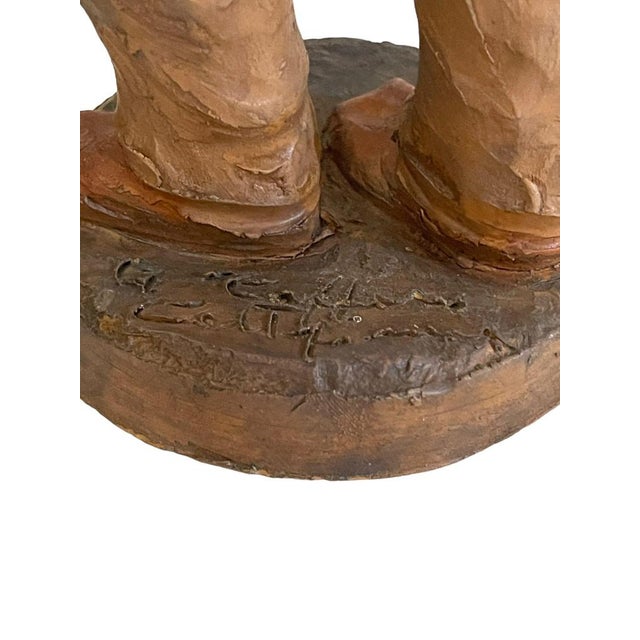 Brown Early 20th Century Terracotta Statue of Sower from Caltagirone For Sale - Image 8 of 9