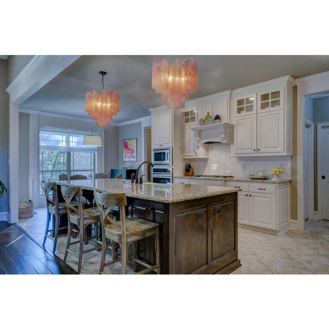 Pink Alabaster Murano Glass Tronchi Chandeliers, 1980s, Set of 3 For Sale - Image 13 of 16