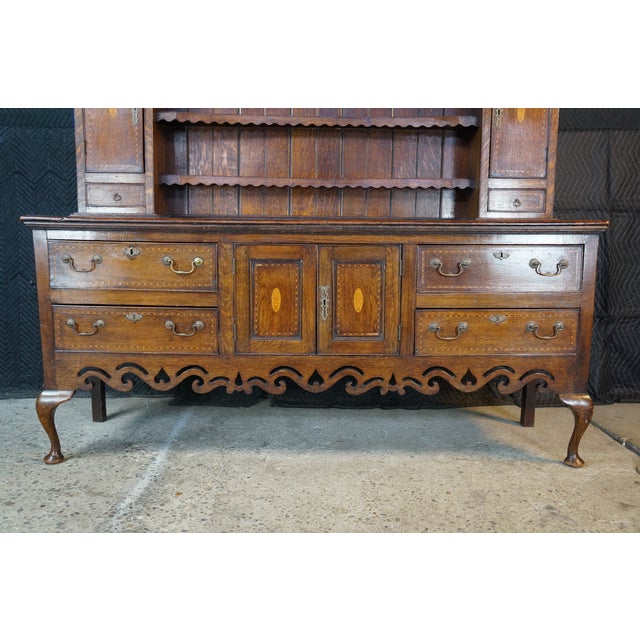 Antique Georgian Period English Oak Welsh Dresser Pewter Cupboard Buffet Hutch For Sale - Image 9 of 18