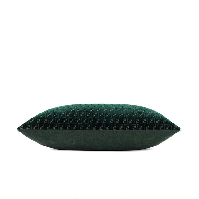 Dark Green Velvet Plush Lumbar Pillow, 11" X 19" Inches For Sale - Image 4 of 6