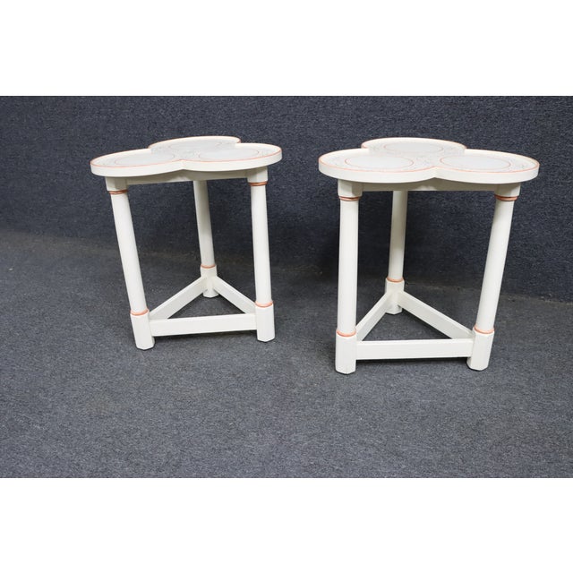 Pair of Vintage Hand-Painted Tri-Lobe Accent Tables For Sale - Image 13 of 13