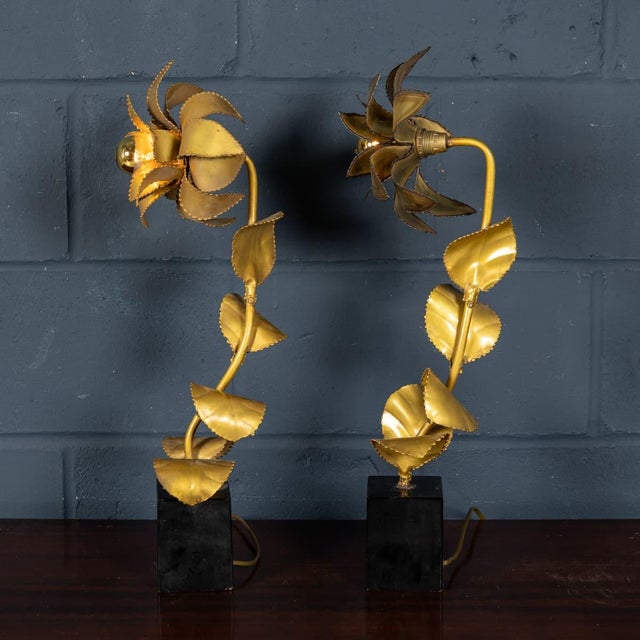 Vintage 20th Century French Floral Table Lamps from Maison Jansen, 1970s, Set of 2 For Sale - Image 3 of 18