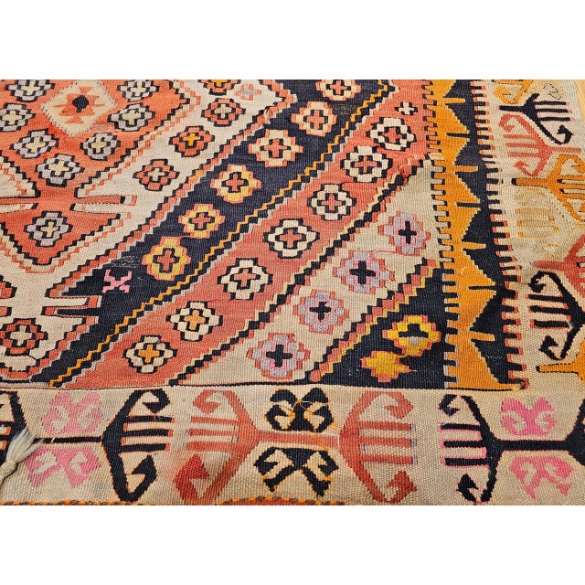 Vintage Turkish Kilim Wide Runner, Handwoven Wool, Medallion Pattern, 6x13 For Sale - Image 15 of 16
