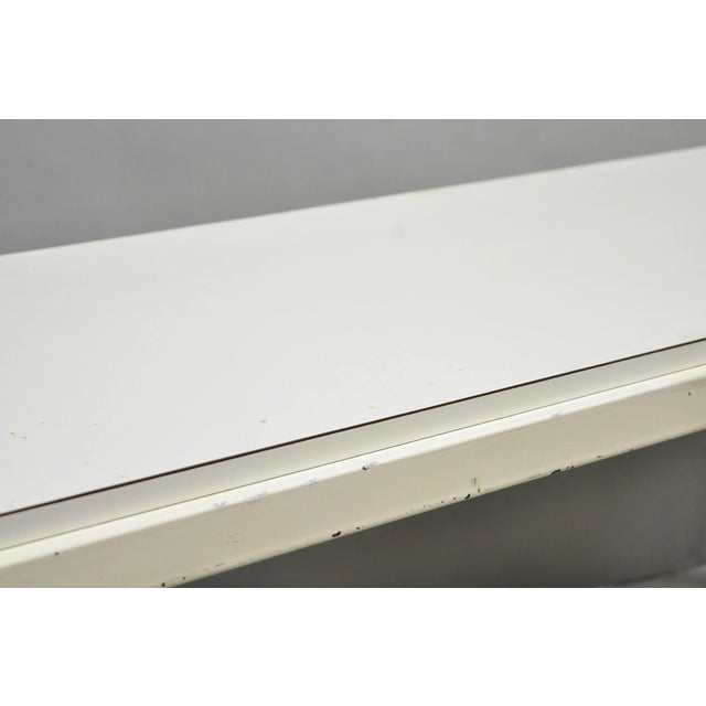 Metal Vintage Mid Century Modern Steel Metal White Laminate Top Coffee Table Bench For Sale - Image 7 of 14
