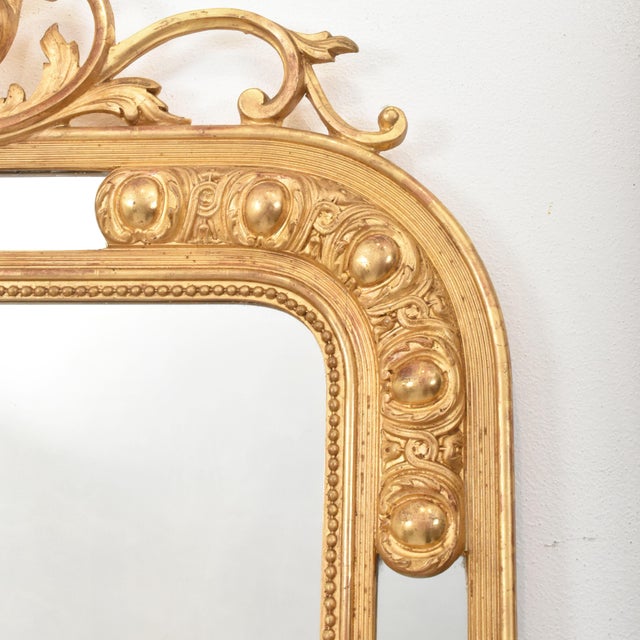 Gold Antique Louis Filippe Mirror with Volutes and Golden Frame, 1800s For Sale - Image 8 of 12