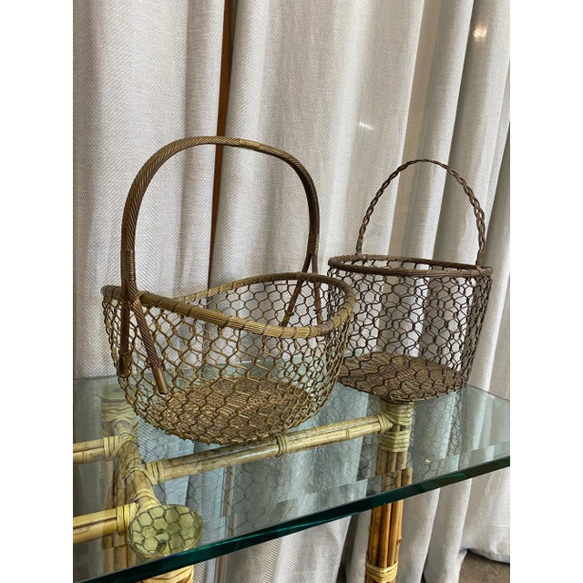 French French Brass Woven Basket, Pair For Sale - Image 3 of 9