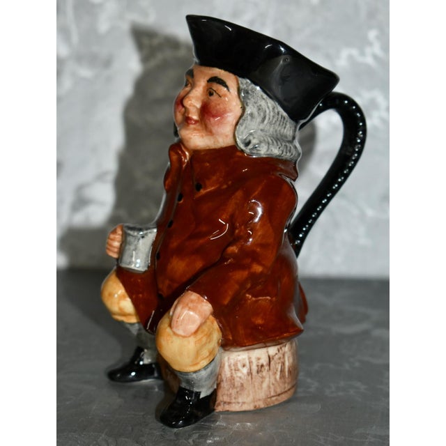 1920s Antique Antone England Hand Painted Toby Style Pitcher For Sale - Image 5 of 12