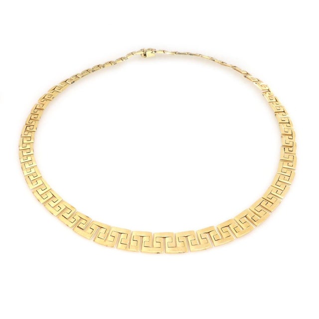 Contemporary Greek Design Necklace 18k Gold Link Graduated Collar For Sale - Image 3 of 4