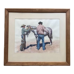 Vintage Daniel Cody Muller “Dan Muller” Original “Cowboy & Horse” Framed Watercolor Painting