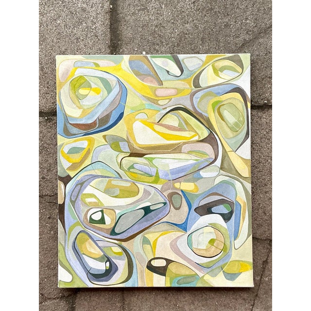 Vintage Boho Original Abstract Oil on Canvas “You Can’t See It” For Sale In West Palm - Image 6 of 12